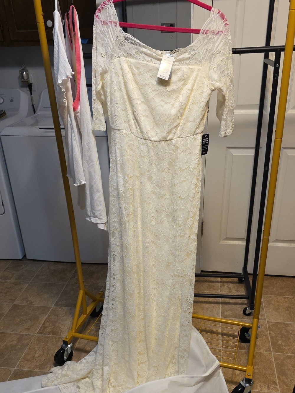 torrid Cream Lace Off-Shoulder Maxi Gown